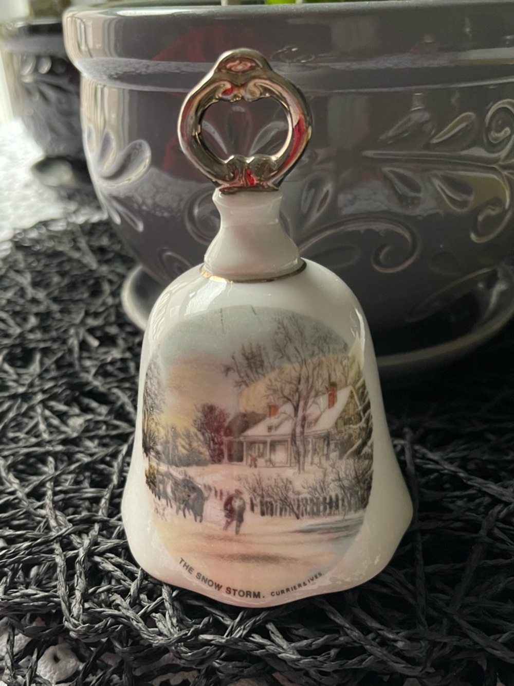 Vintage Currier & Ives " The Snow Storm" Porcelain Bell